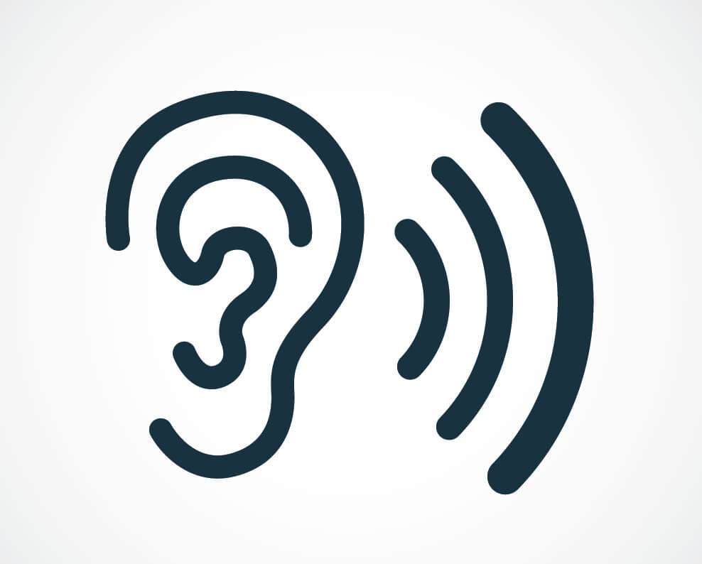 clipart of an ear and listening sound waves.